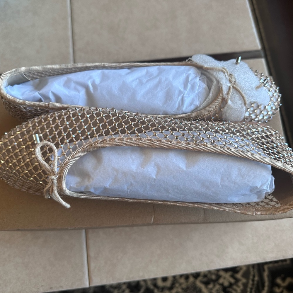 Elegant Beige Mesh Ballet Flats Steve Madden